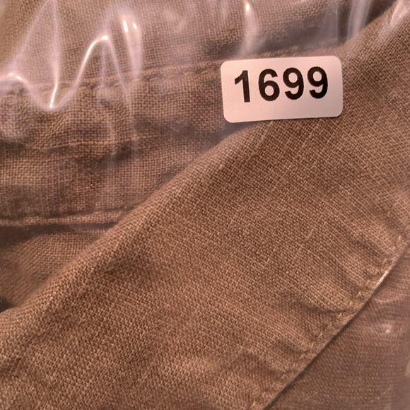 Chicos Linen Blend Button Top Sz S Olive Green Coastal Beachy Travel Safari - Picture 12 of 12